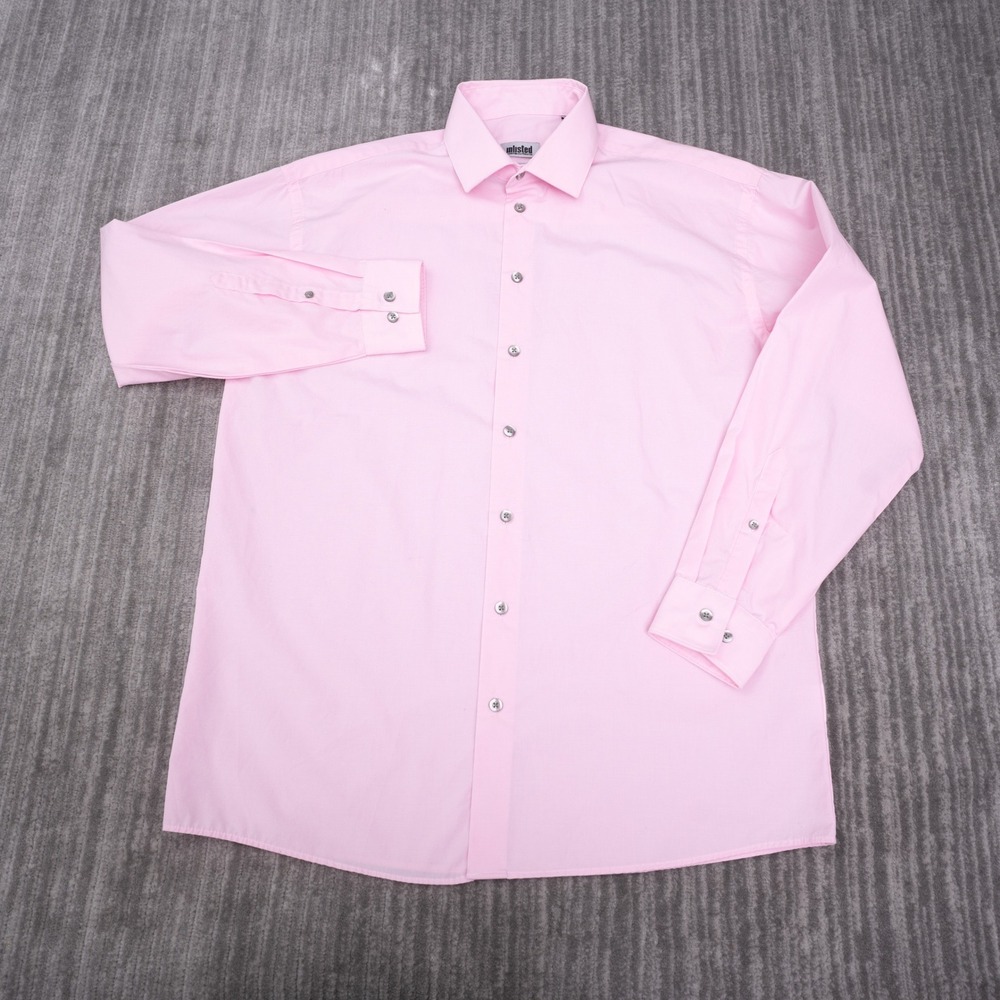Kenneth Cole Unlisted Dress Shirt Mens M Pink Excellent Regular Fit Long Sleeve